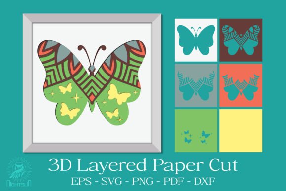 3D SVG Butterfly Mandala for Shadow Boxes