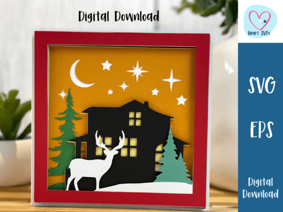 3D SVG Christmas Card House Winter Scene Review