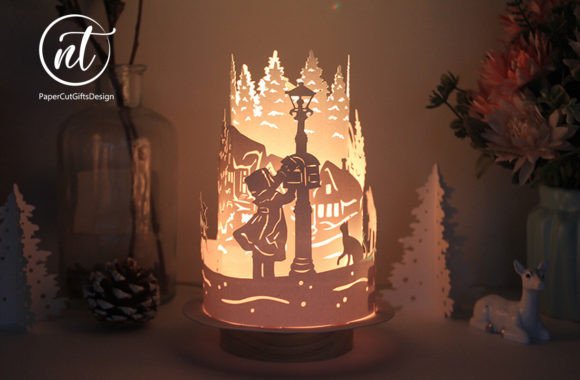 Christmas 3D SVG: Paper Lantern Little Girl