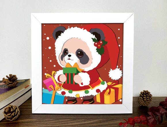 Cute Panda 3D SVG for Christmas Branding