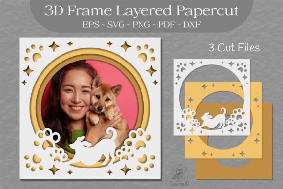 Dog 3D Frame Layered SVG for Shadow Boxes