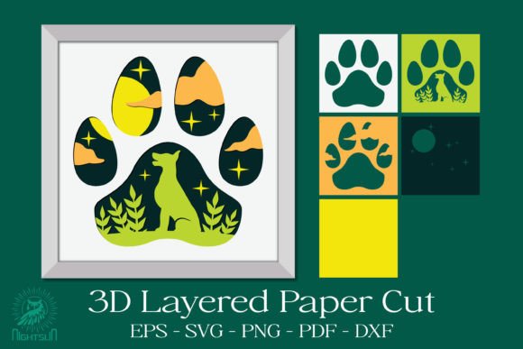 Dog Footprint 3D SVG for Shadow Boxes