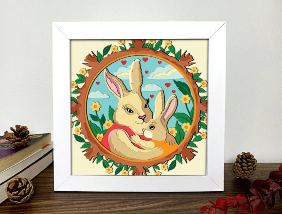 Family Rabbit Shadow Box Svg: A 3D SVG for Other Crafts