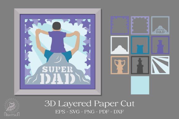 Father and Son 3D SVG for Shadow Boxes