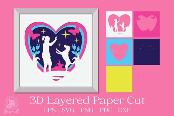 Girl and Dog 3D SVG for Shadow Boxes
