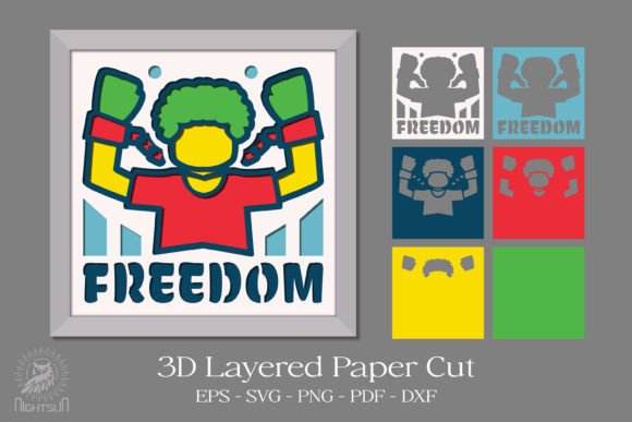 Juneteen Freedom 3D SVG for Shadow Boxes