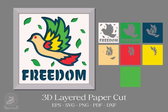 Juneteen Freedom Dove 3D SVG for Shadow Boxes