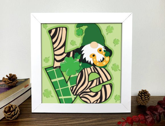 Love Patrick Day Gnome 3D Shadow Box SVG for Other Uses