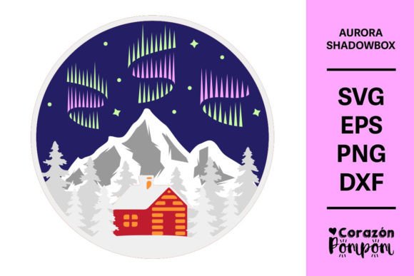 Northern Lights Shadowbox SVG: 3D SVG for Shadow Boxes