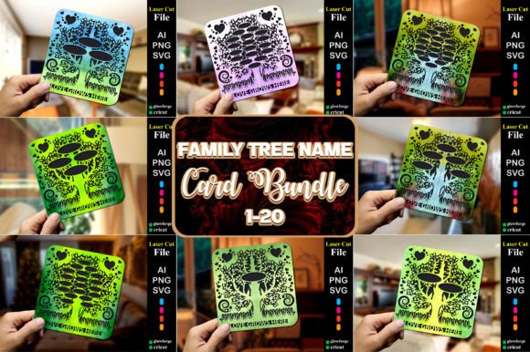 Reviewing Family Tree Name Card Bundle 1-20: A 3D SVG Shapes Asset for Publishers
