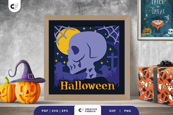 Skull Spider Web 3D SVG for Halloween
