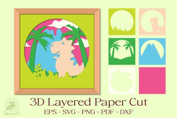 T-Rex 3D SVG for Shadow Boxes