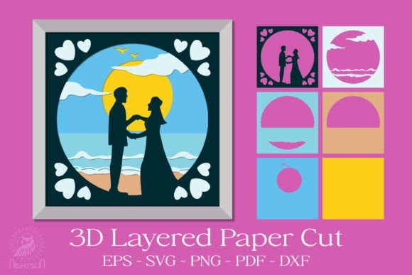 Wedding Couple 3D SVG for Shadow Boxes