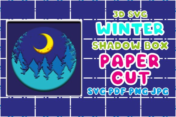 Winter Night 3D SVG for Christmas Design