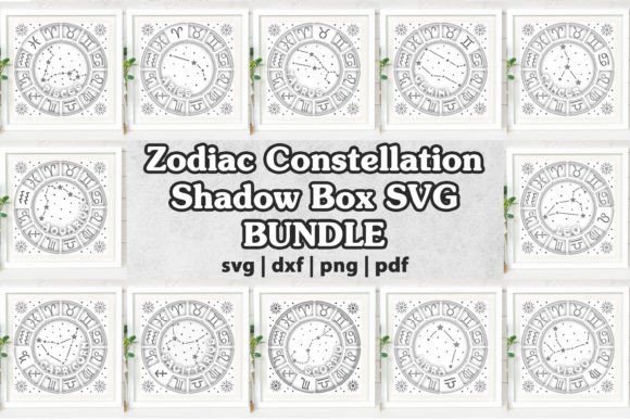 Zodiac Constellation 3D SVG Shadow Boxes